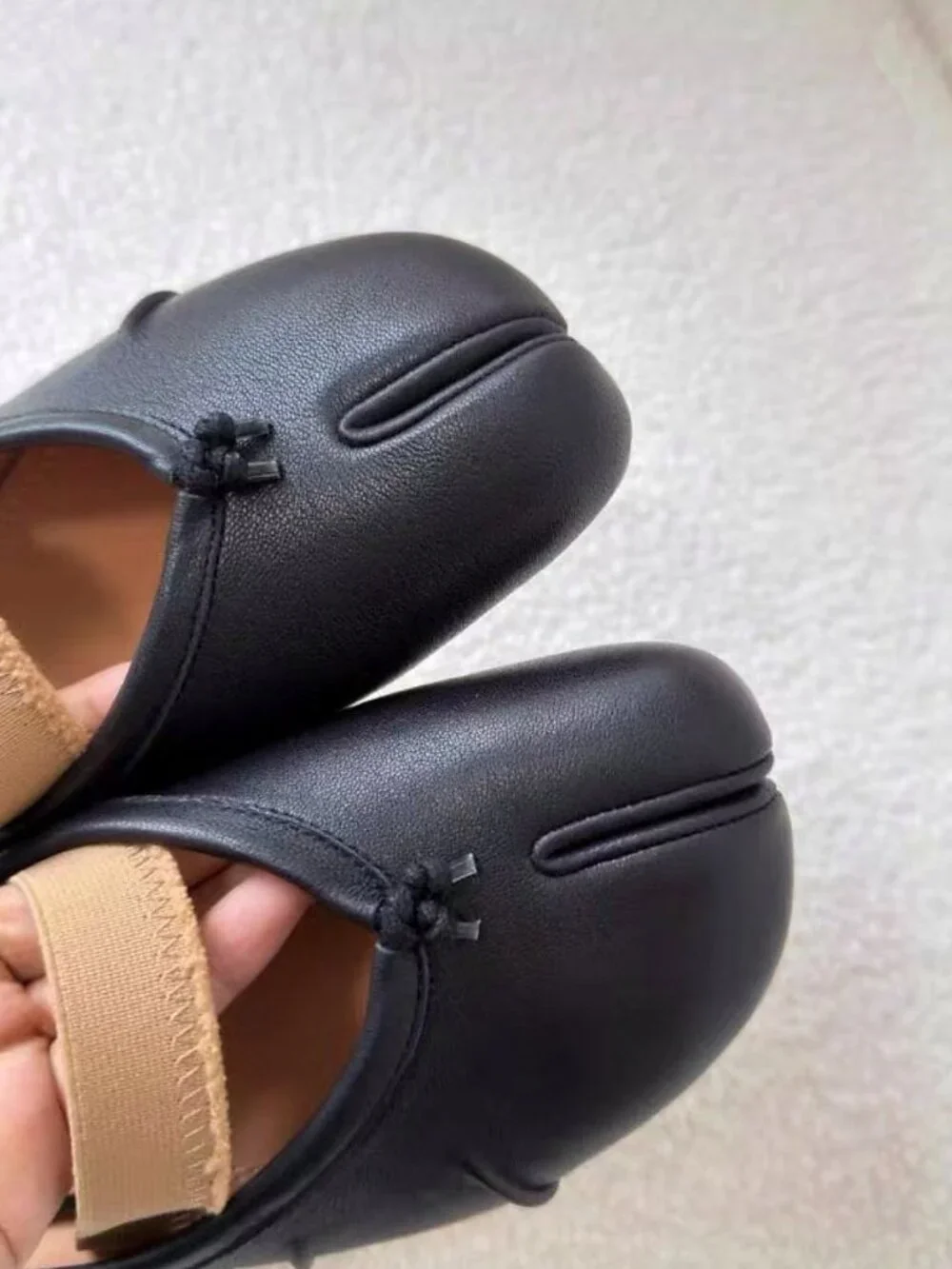 Maison Margiela Black Lambskin Tabi Split Toe Mule Slides